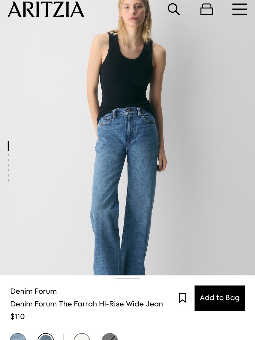 Aritzia Farrah Hi-Rise Wide Jeans - Medium Blue